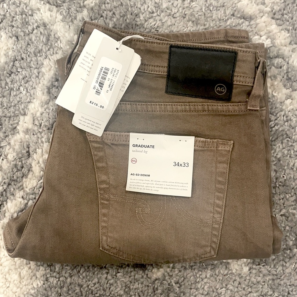 NWT AG-ED DENIM Adriano Goldschmied jeans “graduate” tailored leg 34x33